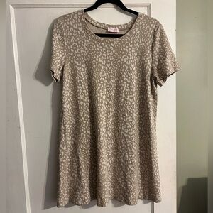 Pink Lily Neutral Leopard T-Shirt Dress